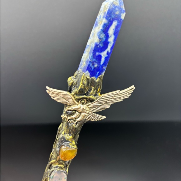 Natural Lapis Lazuli Quartz Crystal obelisk ball Magic scepter Reiki healing - Picture 3 of 6